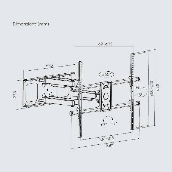 Heavy-Duty Full-Motion TV Wall Mount 100"