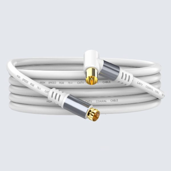 Right Angle RG6 Coax Cable, PAL to F-Male